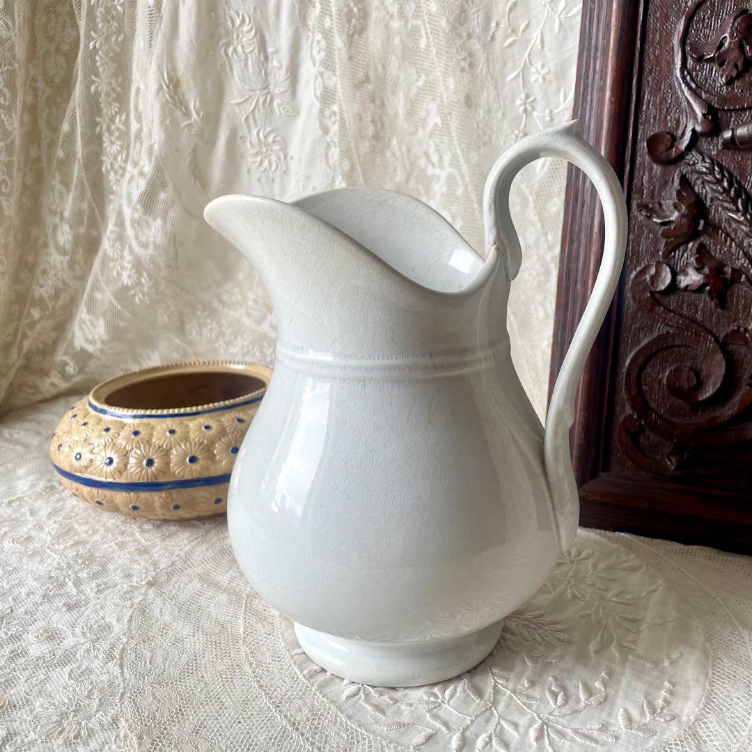 ショワジールロワ　白釉ピシェ　水差し　フラワーベース　フランスアンティーク