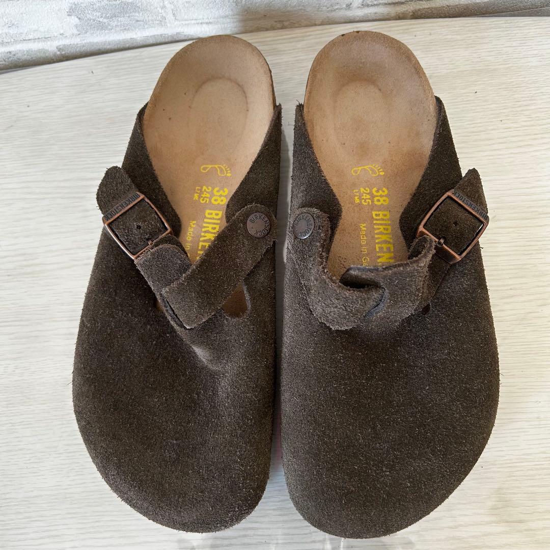 【美品】ビルケンシュトック ボストン 38 24.5 スエード サンダル
