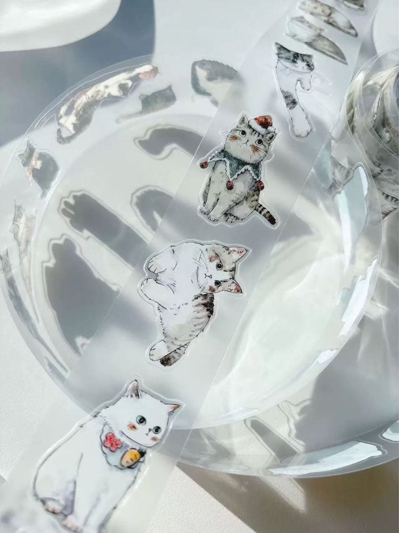 【9447】海外　10m巻　PETカッティング　マスキングテープ　猫　動物系