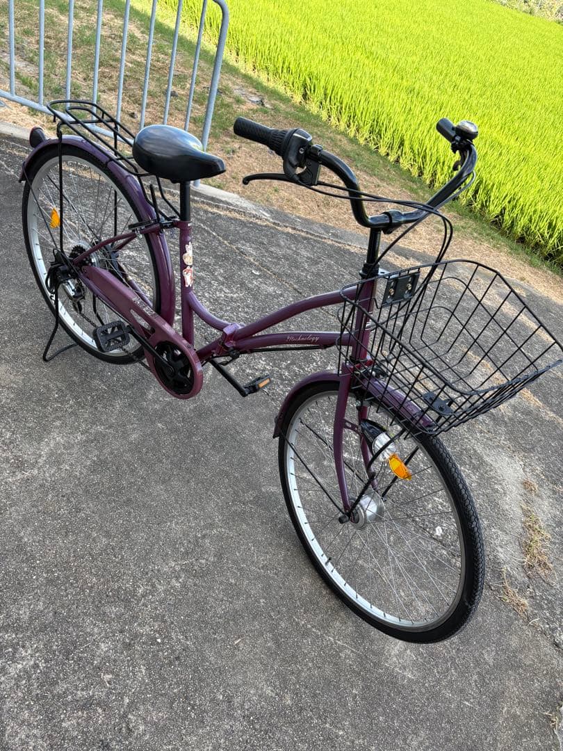 26㌅オートライト変速付き折り畳み軽快車(パープルカラー)