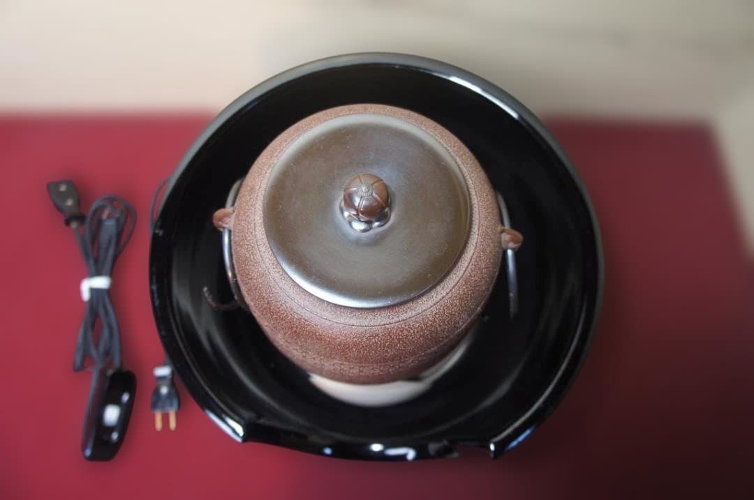 ☆ 創巧野々田 真塗風 炉(紅鉢型)400w電熱器 在銘 棗釜他フルセット送料込