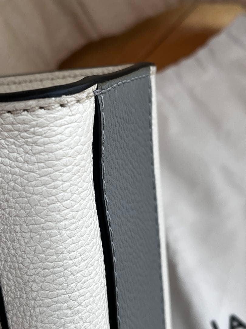 MARC JACOBS 本革 トートバッグ ホワイトオートミール×グレー 保存袋