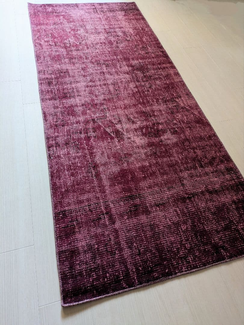 82×198 ボルドーレッドオーバーダイ　トルコヴィンテージラグ