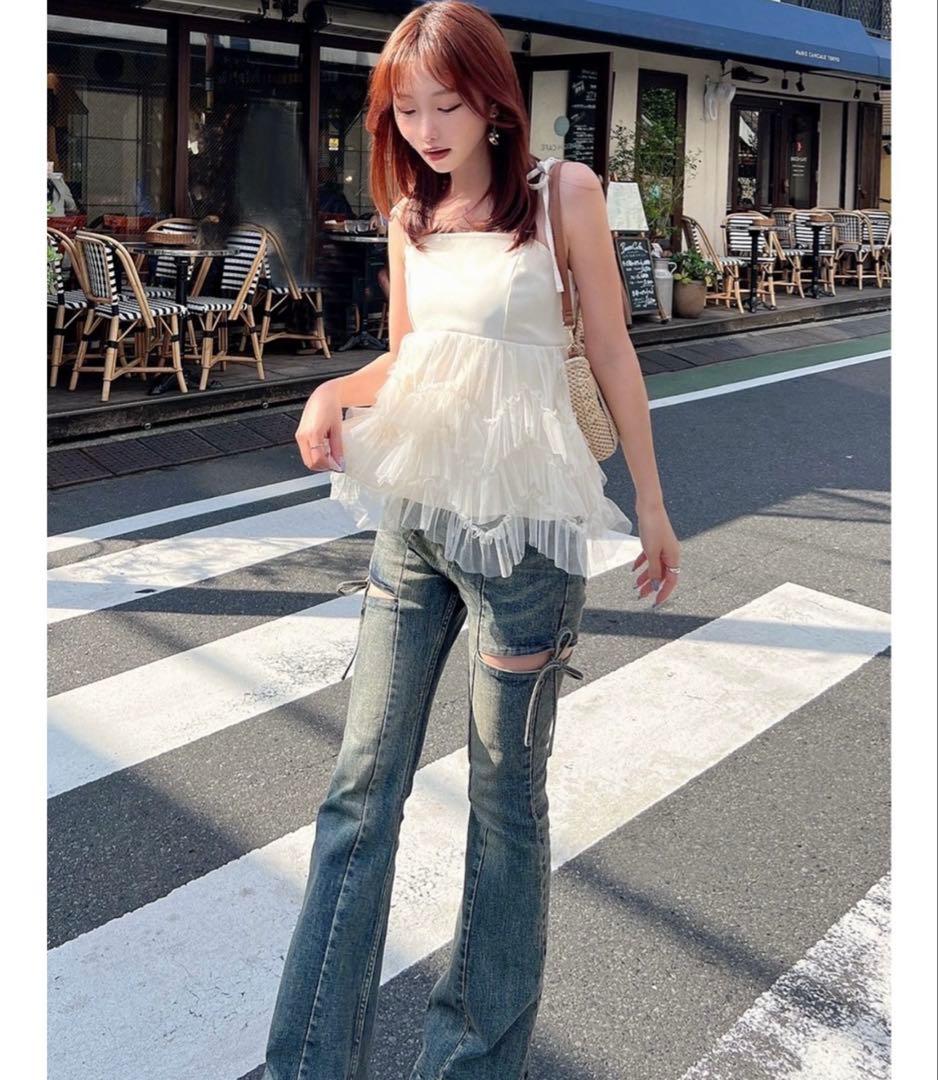 RESEXXY チュールフリルペプラムキャミトップス