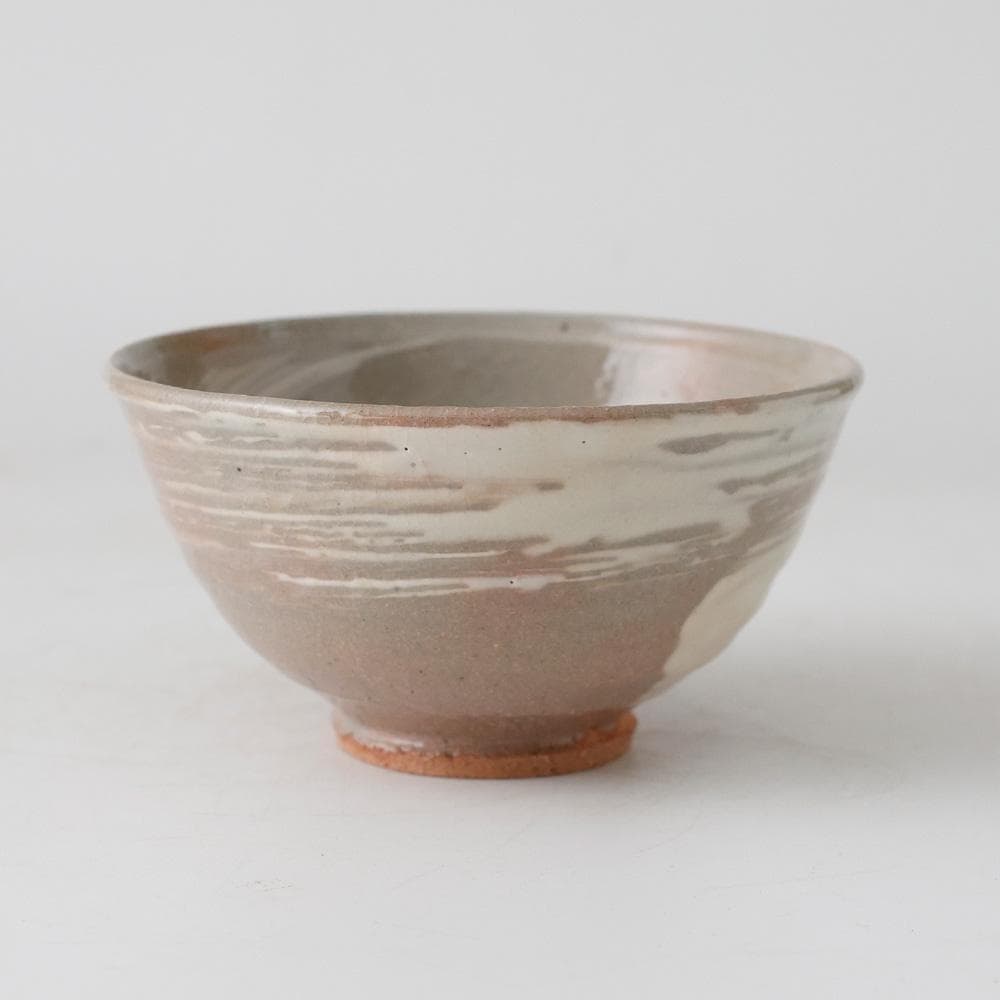 三光 紀州焼 葵窯々元 南枝庵（二代）寒川栖豊（司朗）刷毛目 茶碗 茶道具 共箱