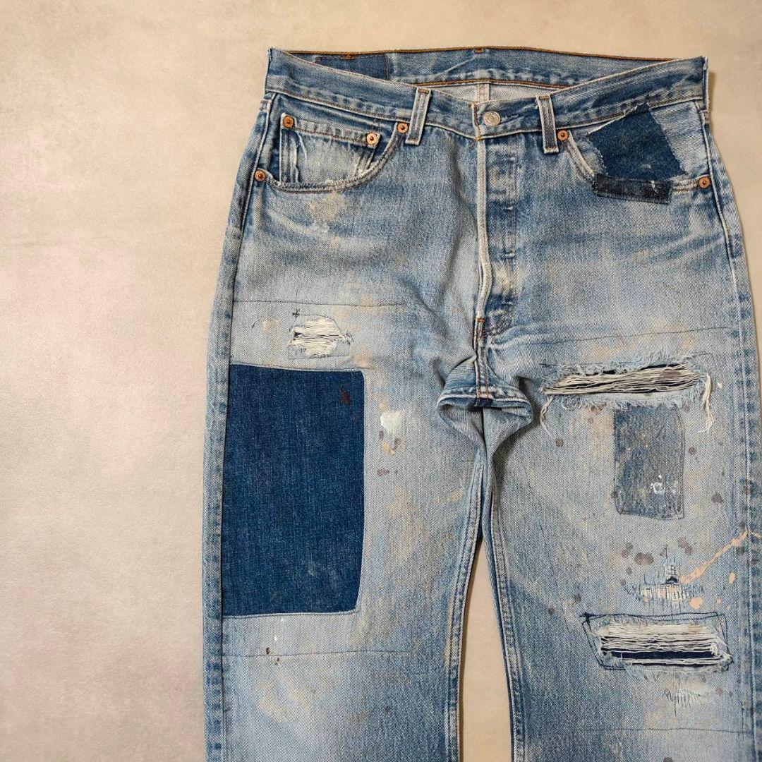 ビンテージ リーバイス 501 グランジデニム ダメージ パッチワーク w34