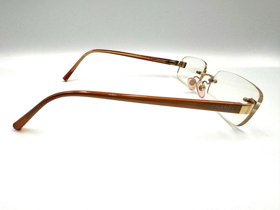 CHANEL シャネル メガネ 2028 度入り 縁無し ばね丁番 ゴールド