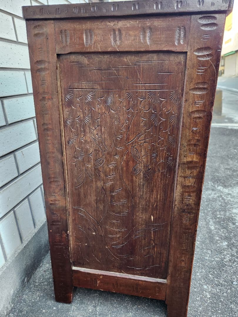 軽井沢彫　5段引出し　チェスト　桜