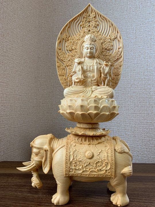 仏像　木彫　文殊、普賢菩薩像　檜木