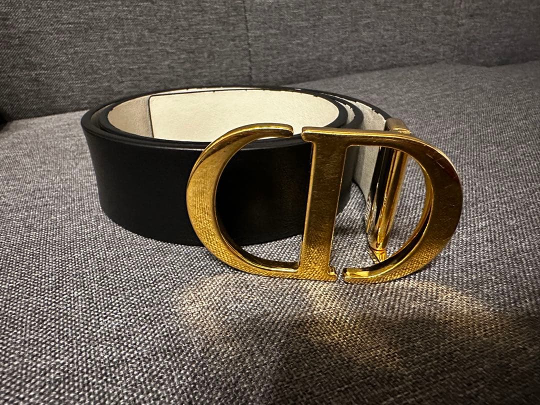 Christian Dior ディオール バックル ベルト ブラック ゴールド