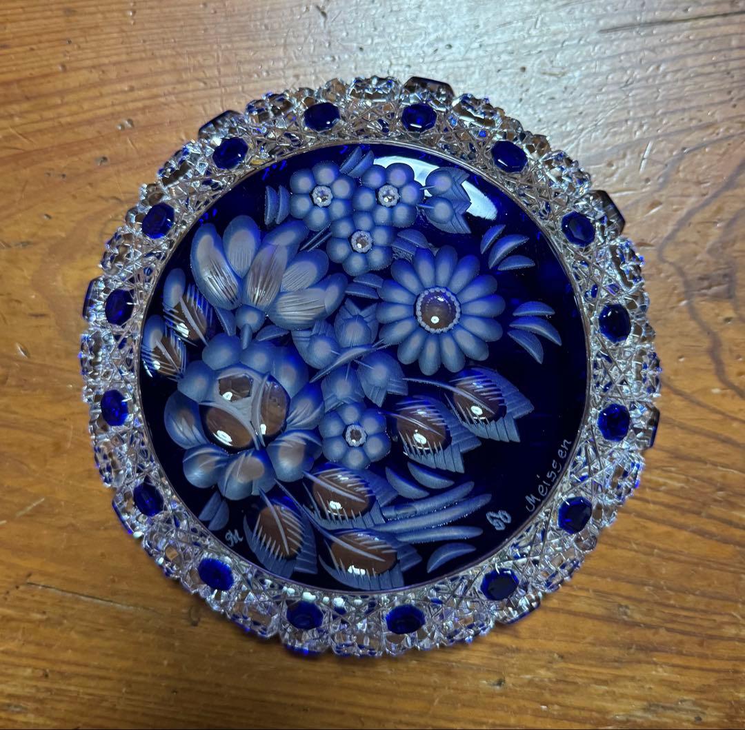 Meissen クリスタル グラヴィールカット 青 『未使用』