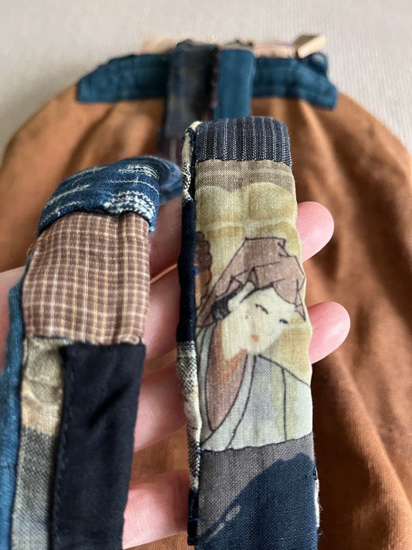 一点物◆柿渋 山葡萄 藍染リュック ハンドメイド 古布パッチワーク◆