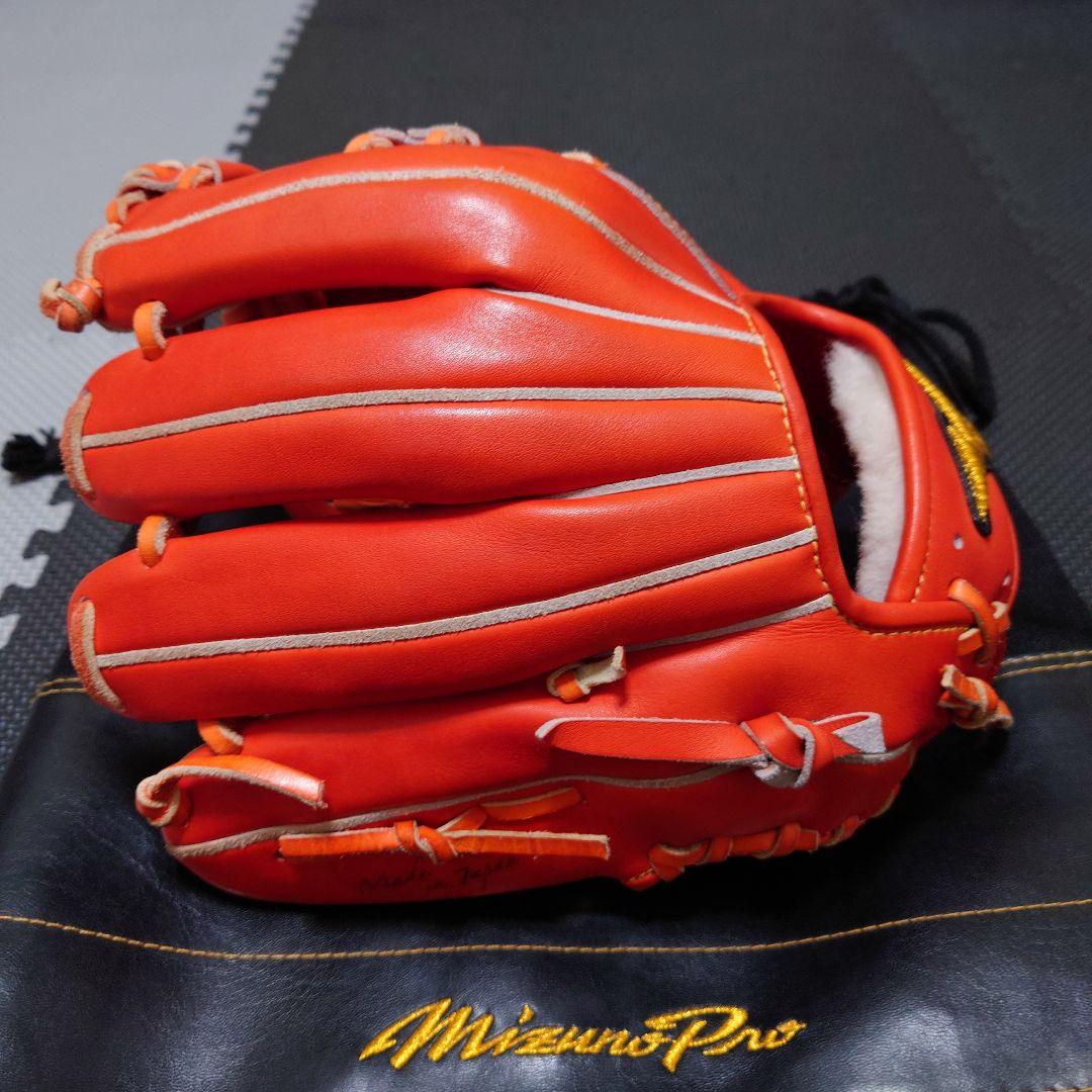 ※ひー ミズノプロ硬式グローブ内野手用オレンジ日本製ジャイアンツ坂本モデル