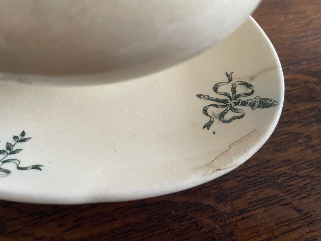 Sarreguemines サルグミンヌ窯 ソースボート　アンティーク　フランス