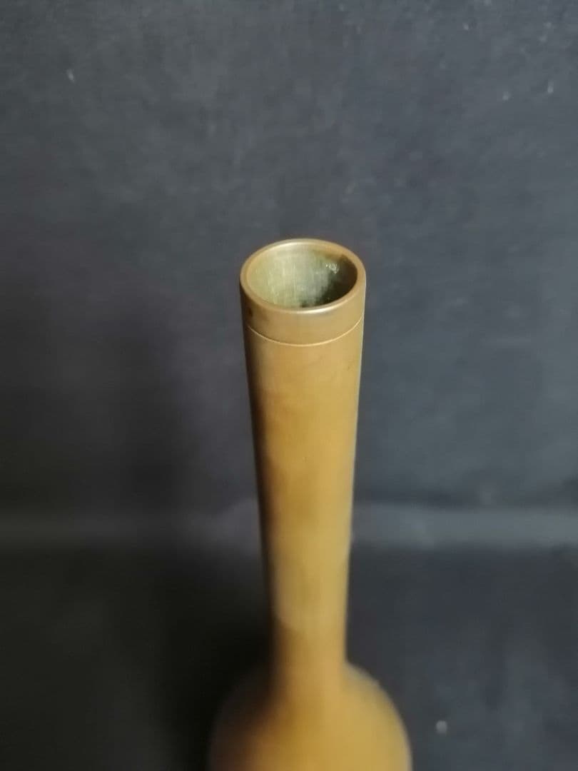 【茶道具】裏千家淡々斎宗匠箱書　中川浄益造　砂張銅鶴首花入　花入142