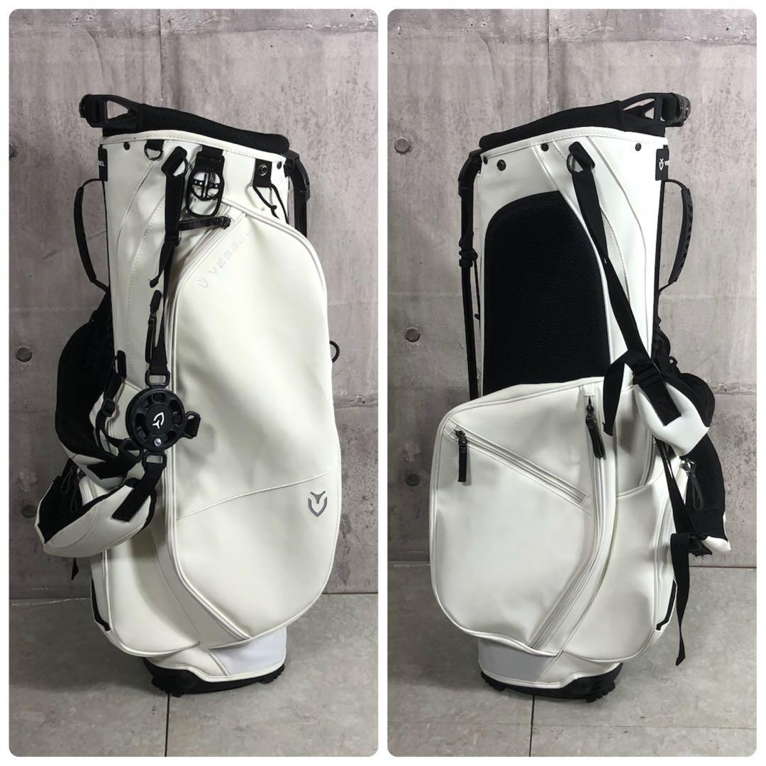 VESSEL　キャディバッグ　４点式　スタンド式　ホワイト　6分割　PUレザー