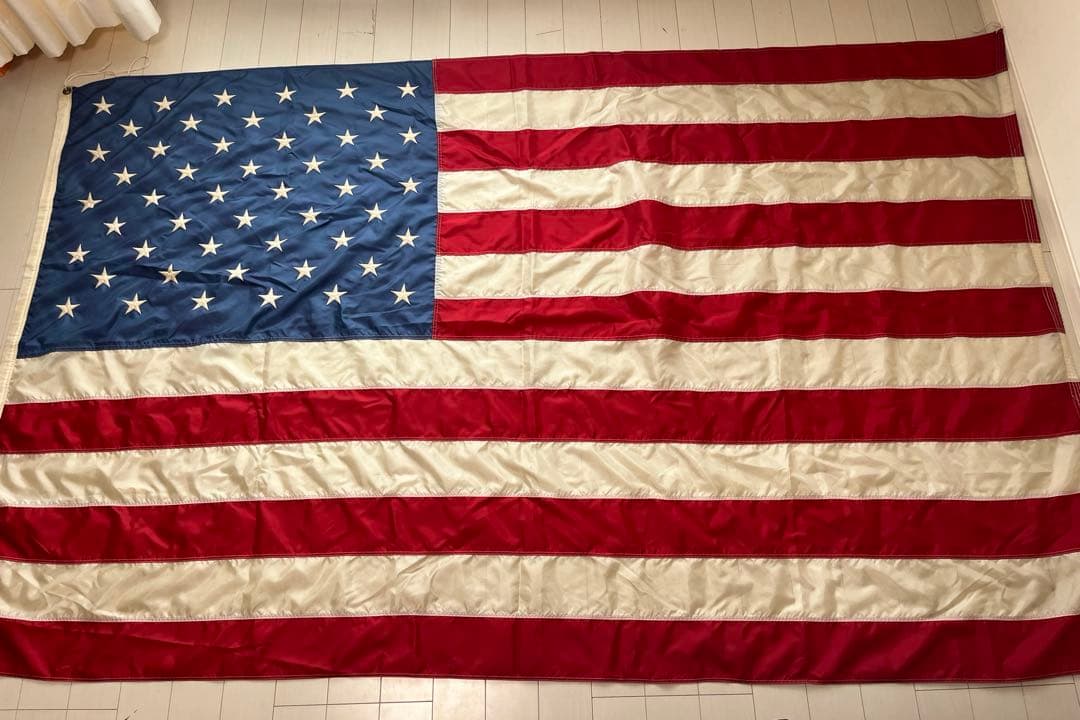美品　ビンテージ　アメリカ　星条旗　フラッグ　アメリカンフラッグ　刺繍　大型