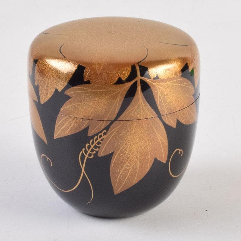 茶道具　輪島塗　栄伸堂　花草蒔絵　棗　共箱　V　9168