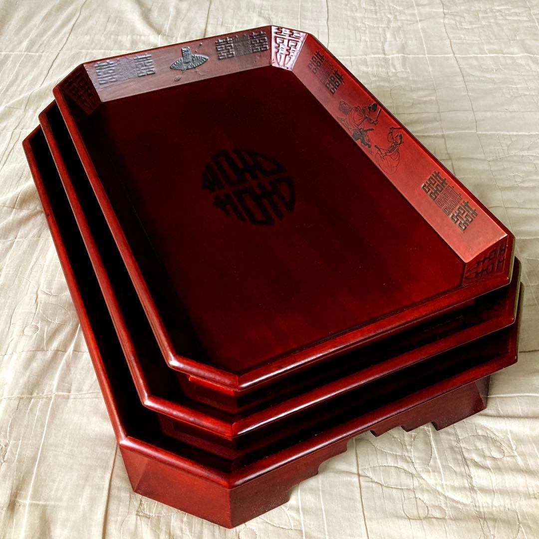 韓国伝統工芸品　八角漆器　トレイ3段　未使用