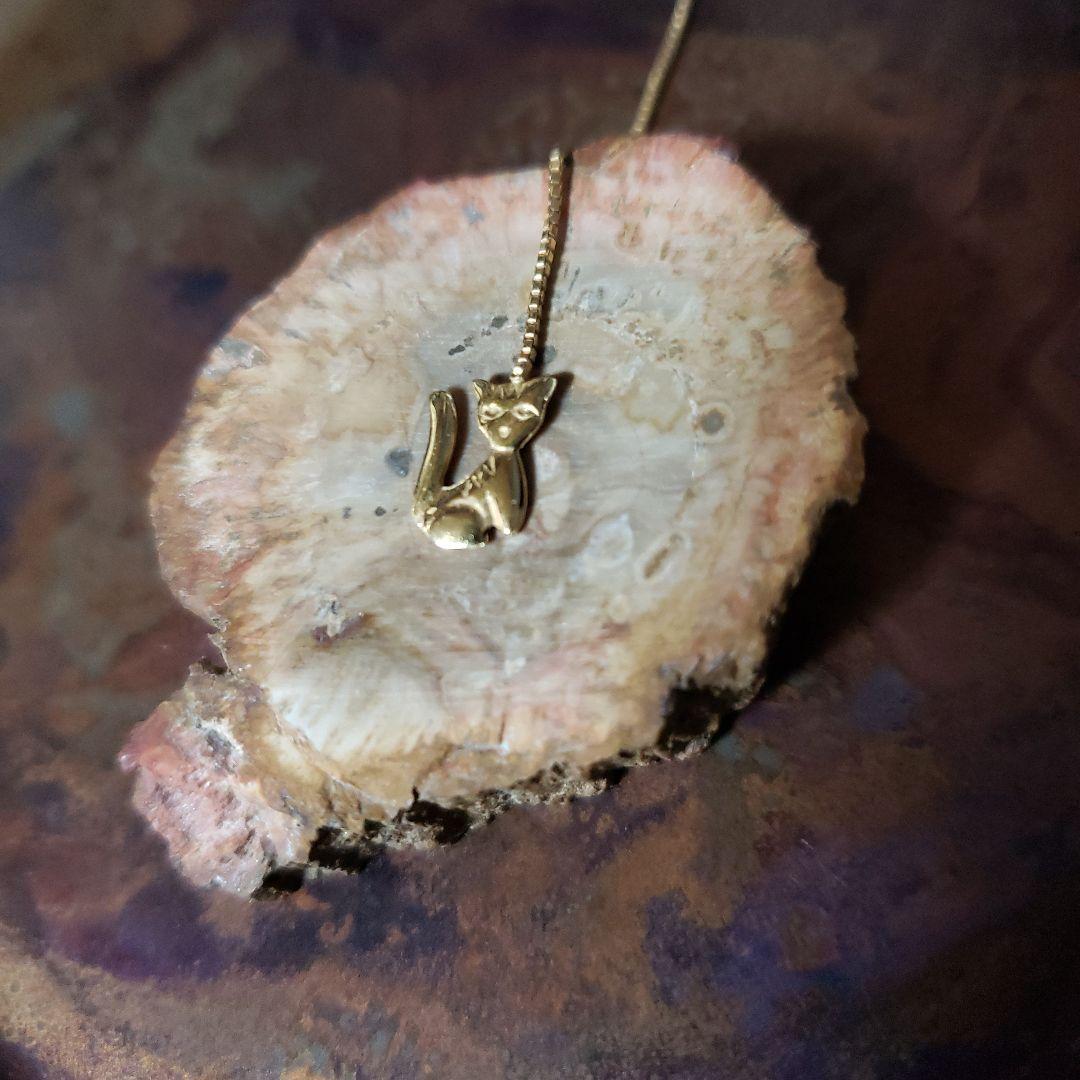 猫デザイン k18ゴールド 片耳チェーンピアス