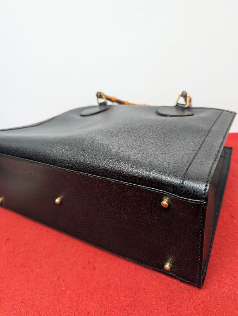 美品 極希少！Gucci バンブー レザーハンドバッグ トートバッグ ブラック