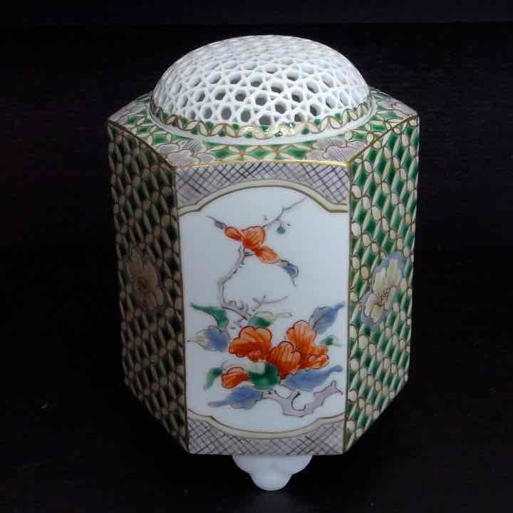 深野泰山 香炉（赤絵屋 平戸泰山窯）三川内焼