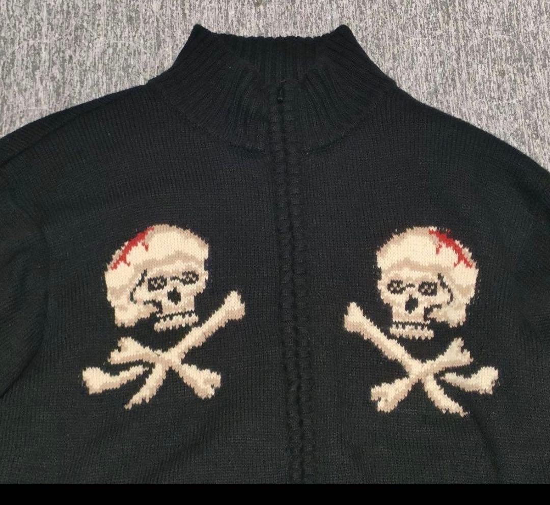 Schott ショット SKULL DS KNIT スカル刺繍 裏起毛