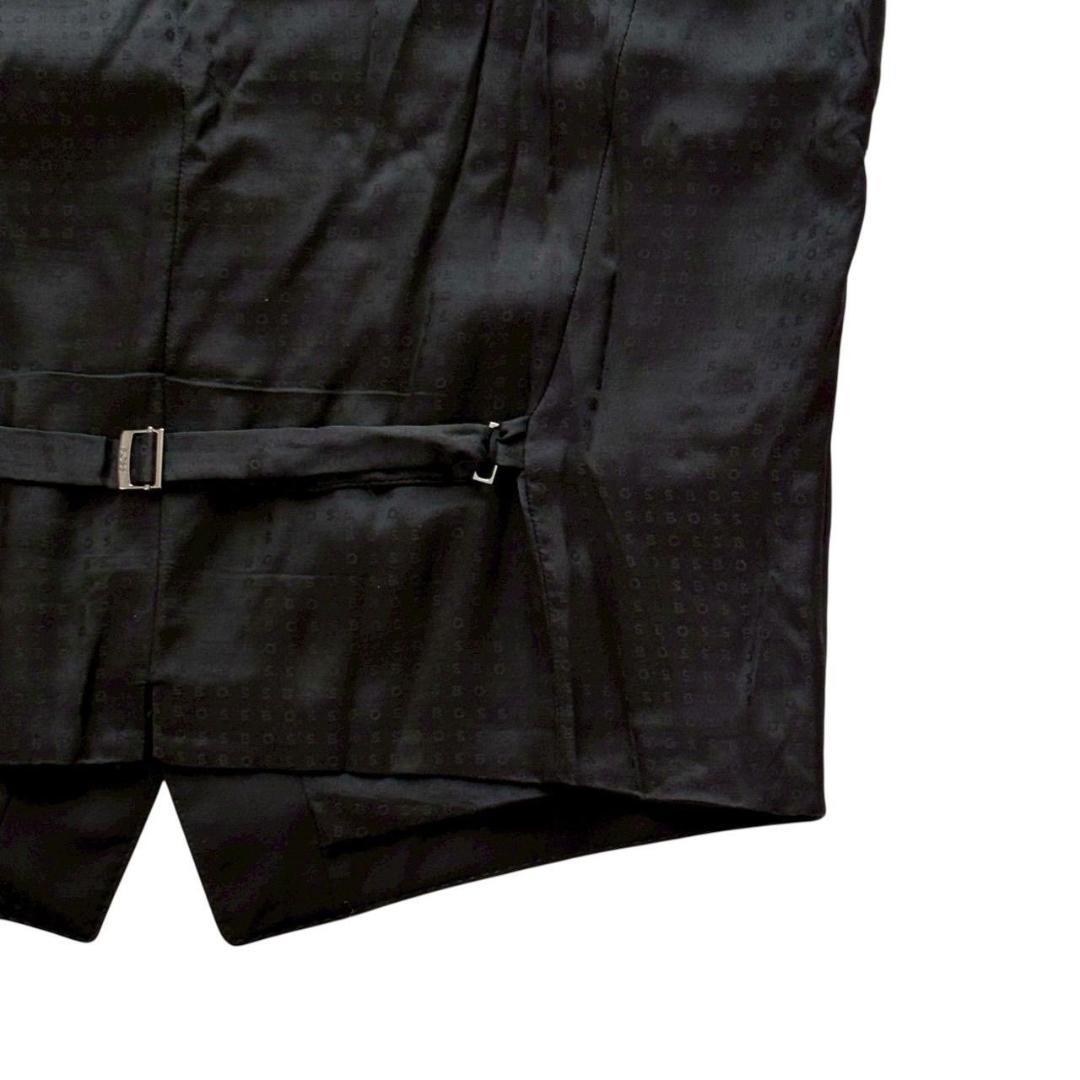 BOSS ヒューゴボス スーツ ベスト ブラック ロゴ ウール メンズ Lサイズ