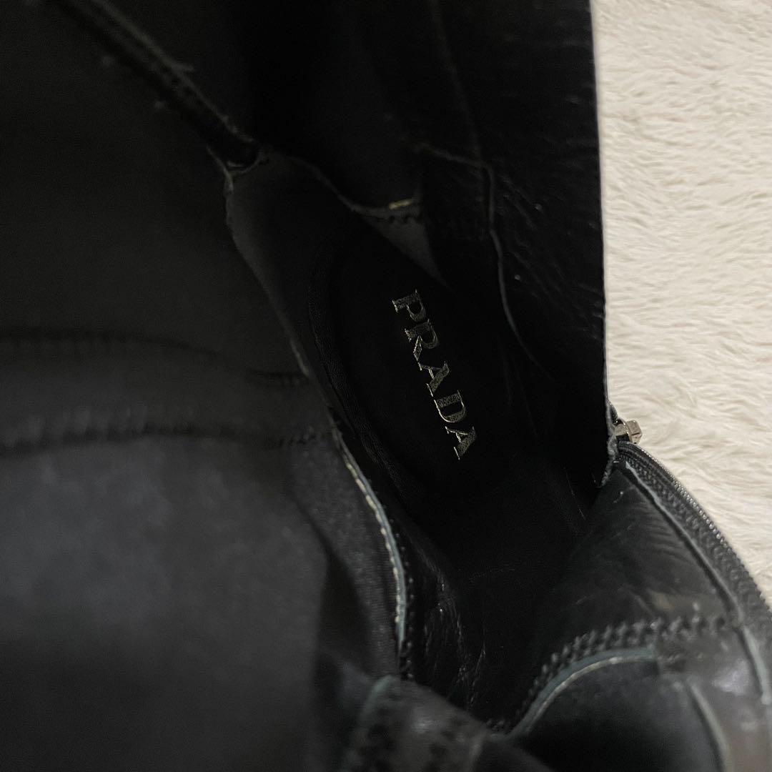PRADA プラダ ロングブーツ サイドジップ ストレッチ 黒 ピンヒール