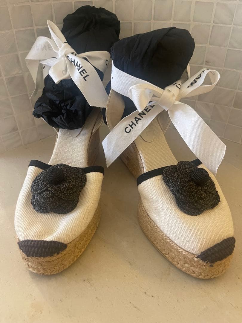 CHANELシャネル サンダルシューズカメリアココマーク ウェッジソール23cm