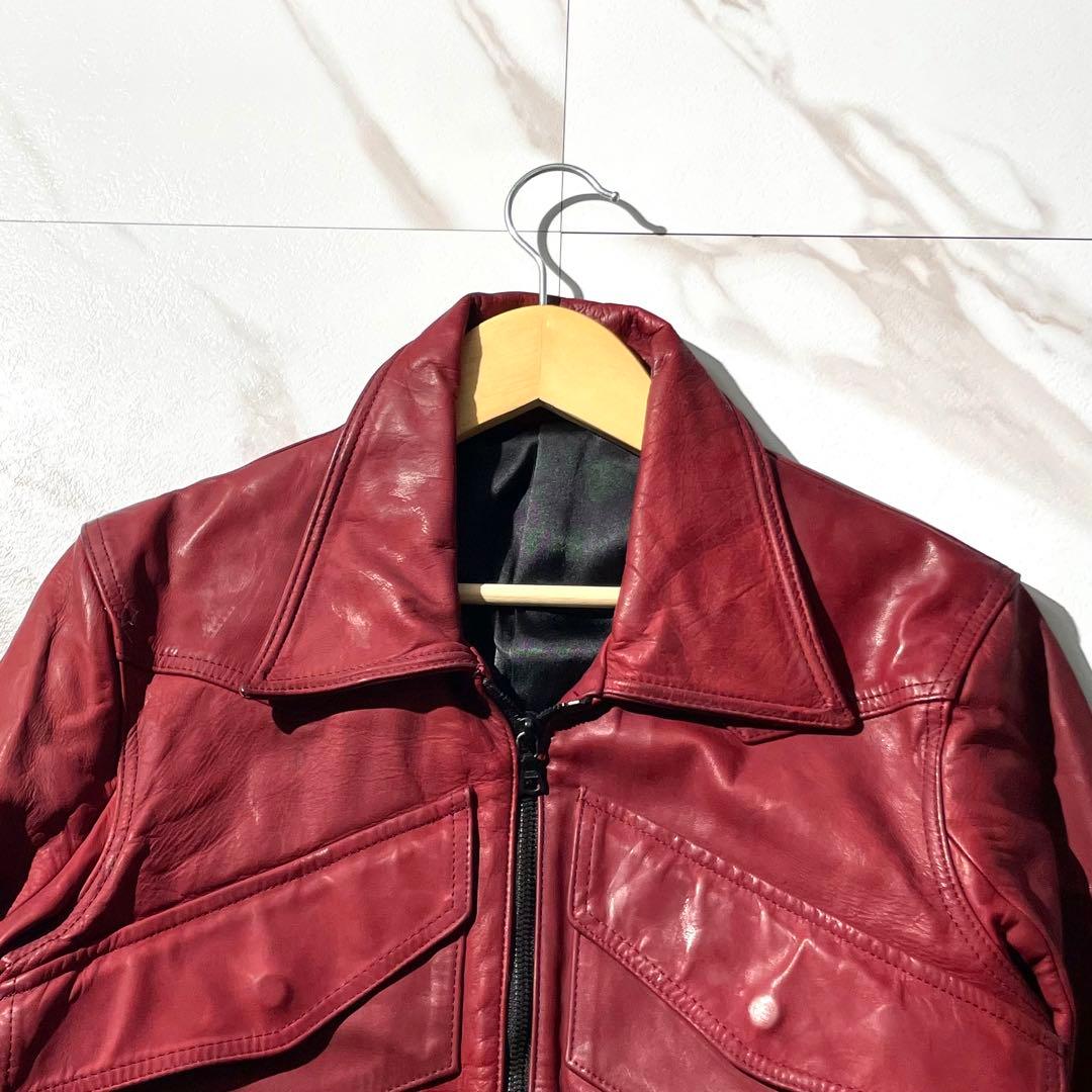 入手困難✨ ノーアイディ ホースハイド レザージャケット レッド
