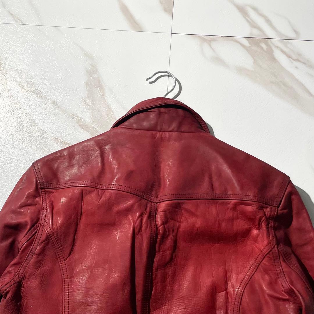 入手困難✨ ノーアイディ ホースハイド レザージャケット レッド