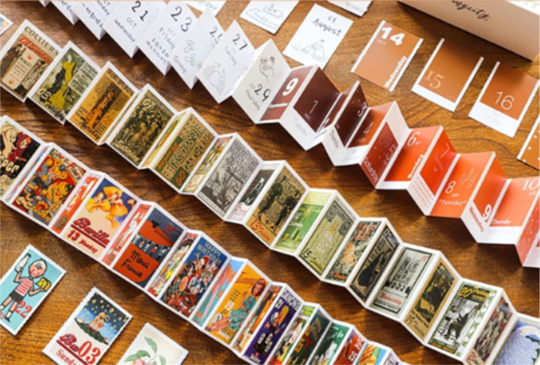 【在庫限り】2.蛇腹カレンダー2020 レトロ調