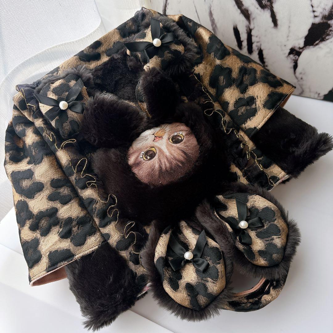 ね*】様 コヤンイサムチョン　バック　艶感ブラウン　花柄　ブラックファー