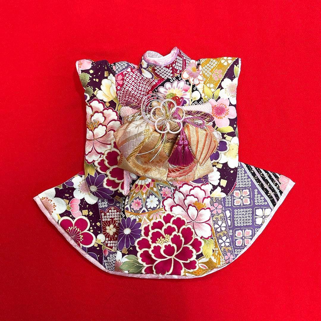 即納✨犬の着物✨犬用本格大振袖 XS お引き摺り 紫系 正絹金彩入り 犬服