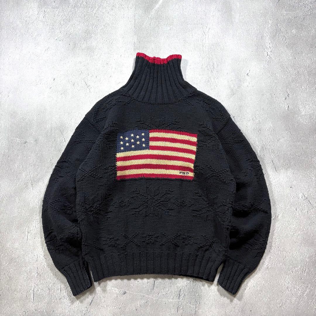 90s〜 Ralph Lauren 星条旗 Cotton Knit