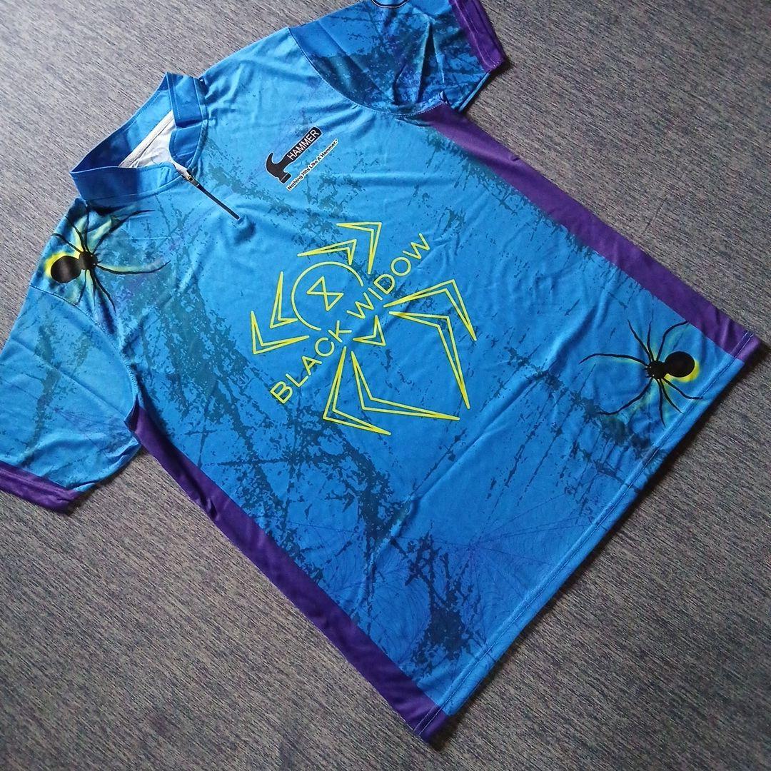 ✨新品✨ボウリングウェア　日本サイズ2XL　ブラックウィドー　ハンマー　ブルー