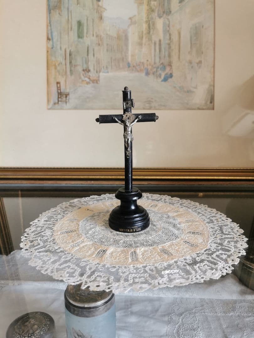 アンティーク フランス ノルマンディーレース ブリュッセルアップリケ＆ガロン刺繍