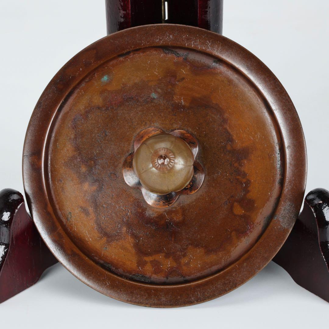 【時代鉄瓶】班柴銅蓋 累座紋 萬代屋形鉄瓶 茶道具 湯沸 古鉄瓶 古美術 骨董品