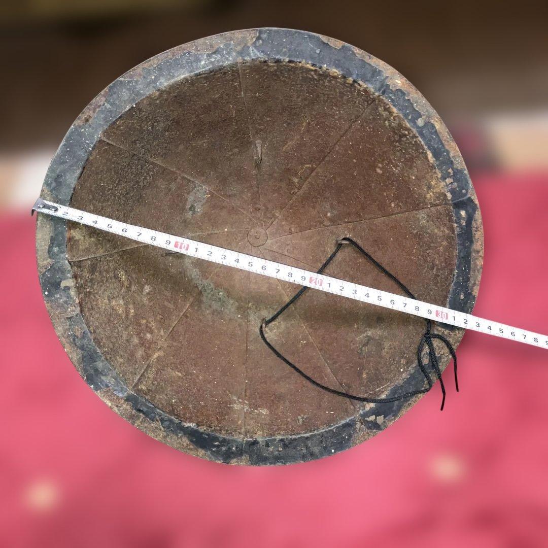 珍品　金漆丸に丸に三つ柏家紋鐵陣笠