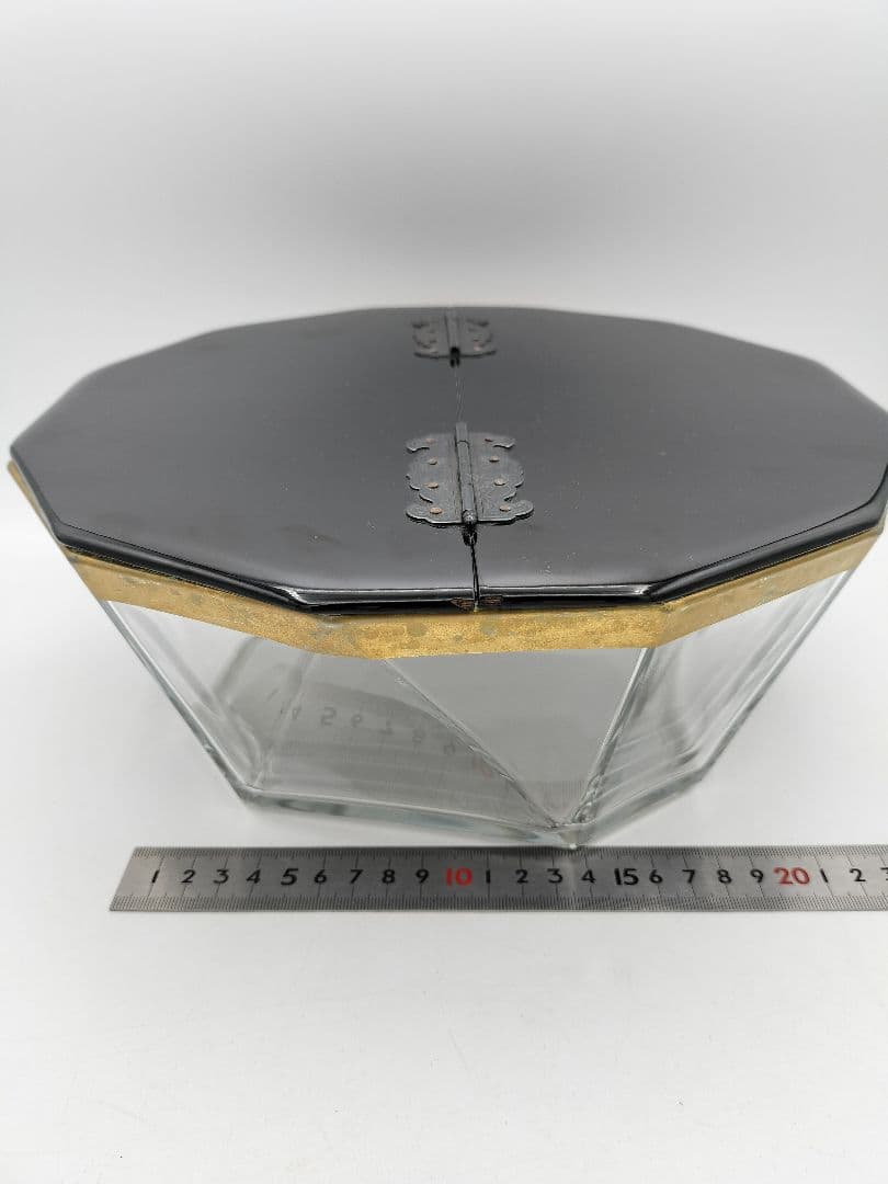 c152 平水指 義山 ガラス12角 十二角　茶道具 古物