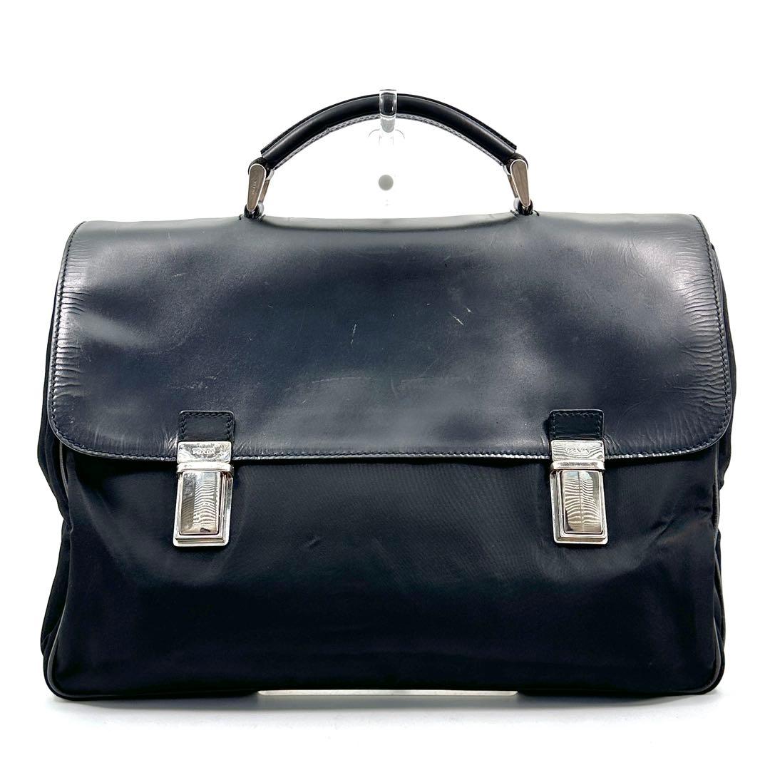 PRADA プラダ ビジネスバッグ ナイロン×レザー ブリーフケース ブラック