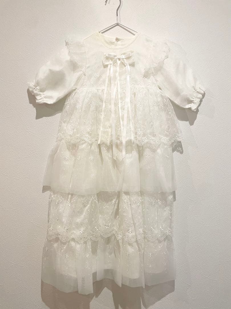 超ロングコート ベビー セレモニードレス　オーガンジー　ホワイト 美品 着画あり