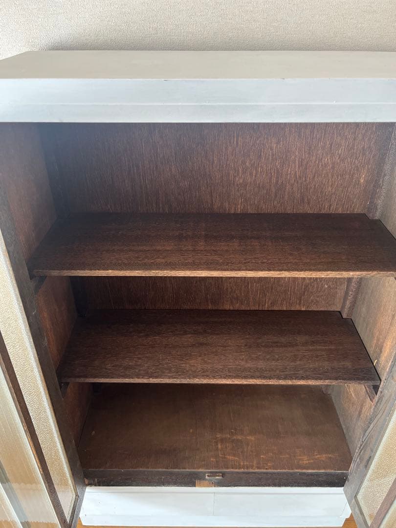 ヴィンテージ　木製キャビネット　ガラス扉