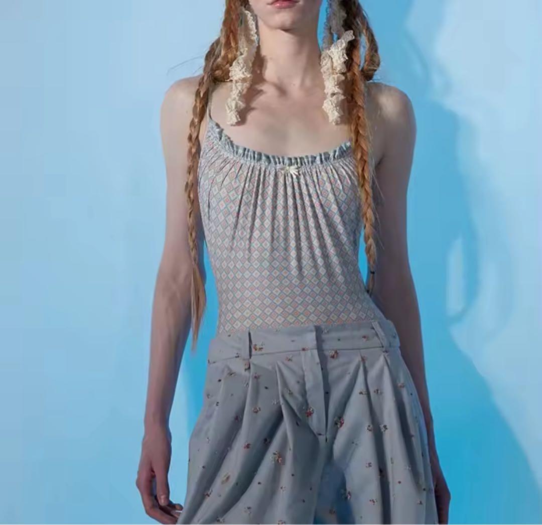 幾何学模様レオタード 水色 ピンク バレエ ダンス 大人 M