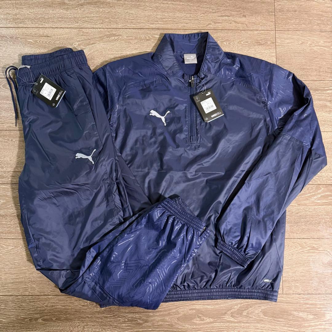 新品 PUMA サッカーウェア 裏起毛 ピステ・ウィンドブレーカー 上下 XL
