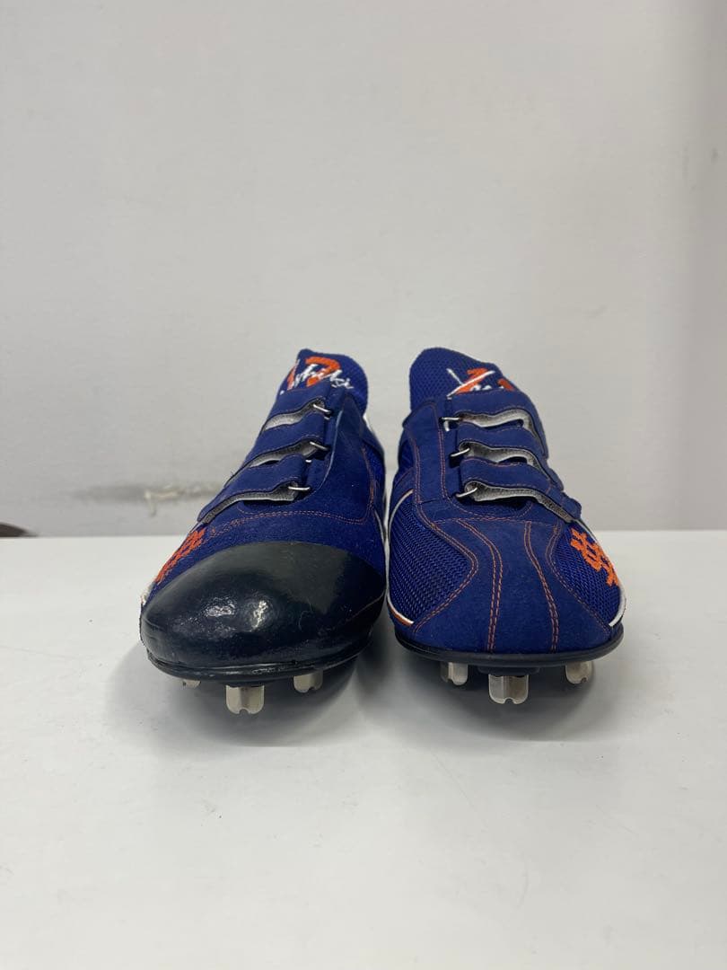【新品未使用】オーダー野球スパイク 投手用 P革付きロイヤルブルー/オレンジ