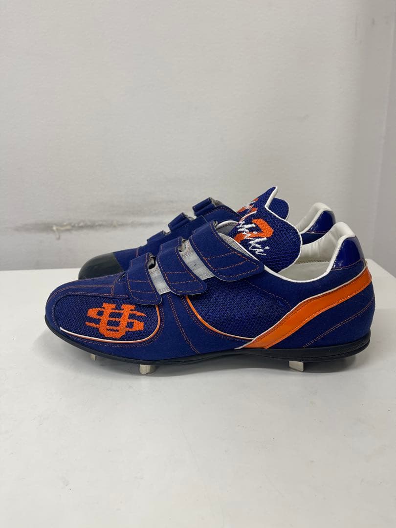 【新品未使用】オーダー野球スパイク 投手用 P革付きロイヤルブルー/オレンジ