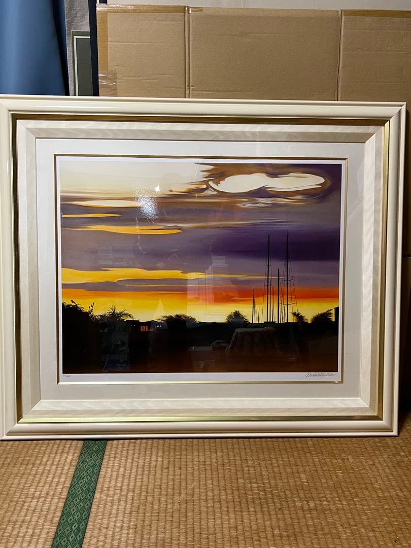 ミッシェル・バテュ「入江にて」65/100 シルクスクリーン 直筆サイン