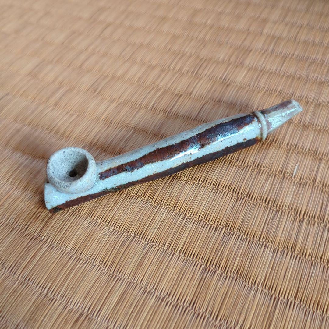 陶器製煙管 木箱付き　織部焼　織部　箸置き
